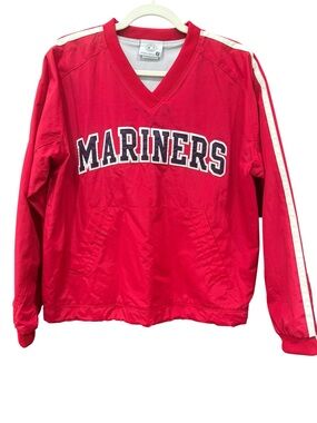 Vintage Y2K Seattle Mariners Red Pullover V-Neck Windbreaker